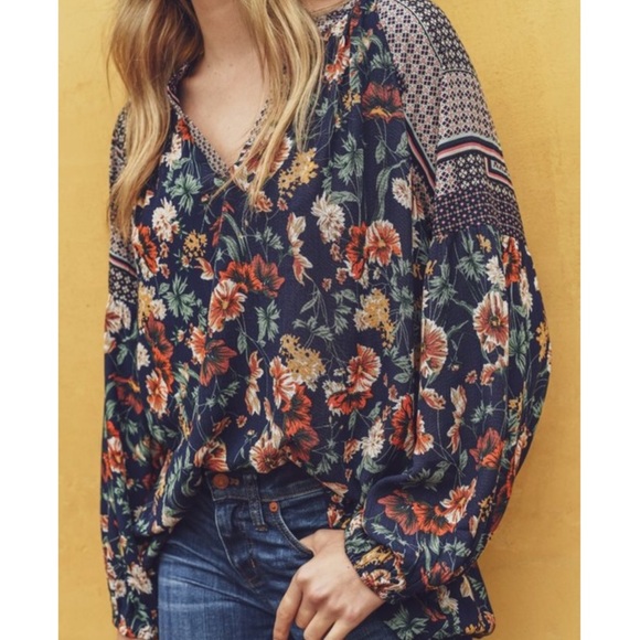 Boho Floral Print Long Sleeve Top - Picture 2 of 5